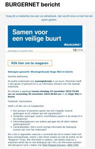 burgernet melding woninginbraak hoge wal 20-11-2019